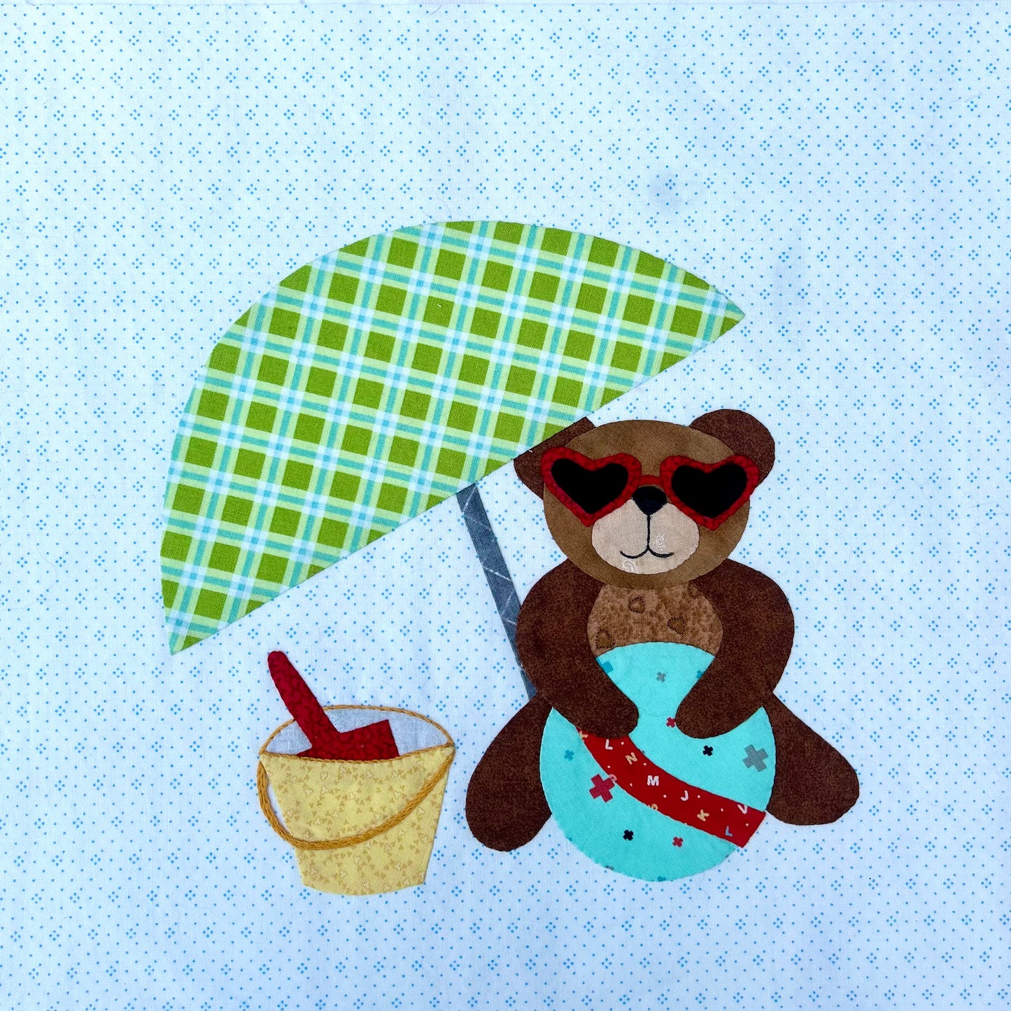 Year of Bears - Beach Bum Bear Appliqué Pattern PDF Download