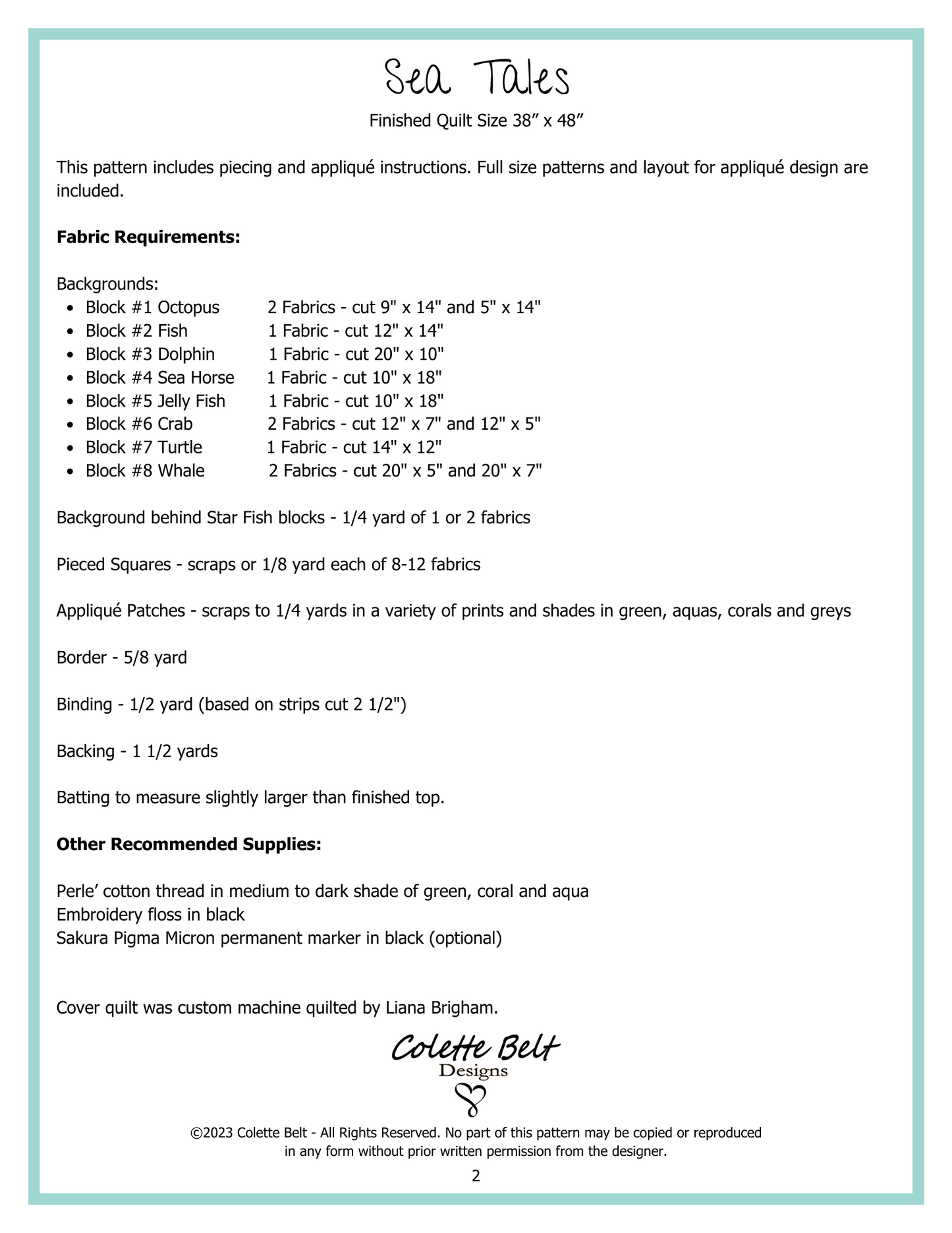 Sea Tales Quilt Pattern PDF Download