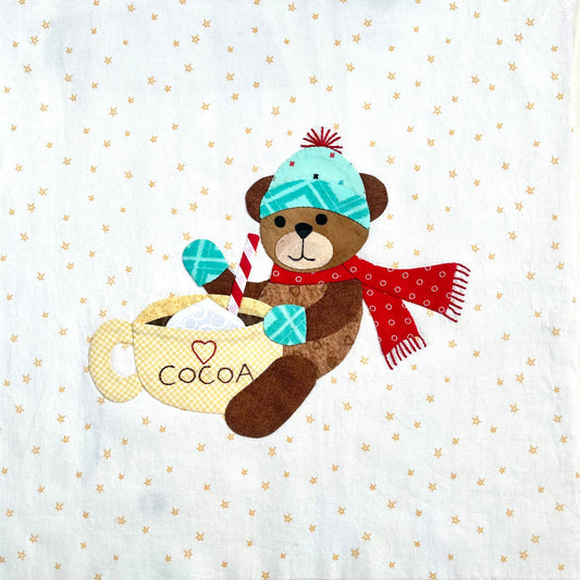 Year of Bears - Bear Loves Cocoa Appliqué Pattern PDF Download