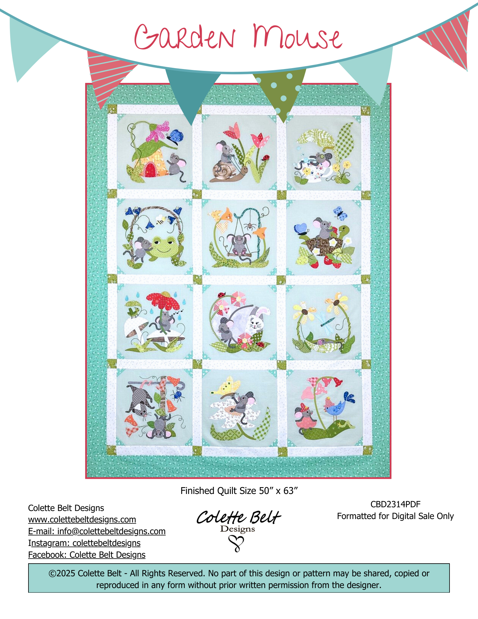 Garden Mouse Quilt Pattern PDF – Colette Belt Designs