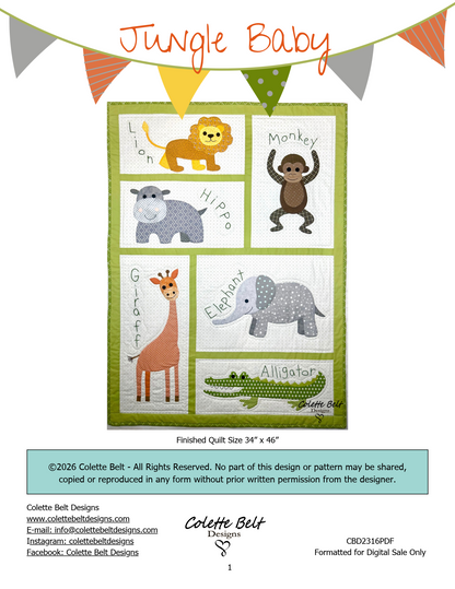 Jungle Baby Quilt Pattern PDF Download